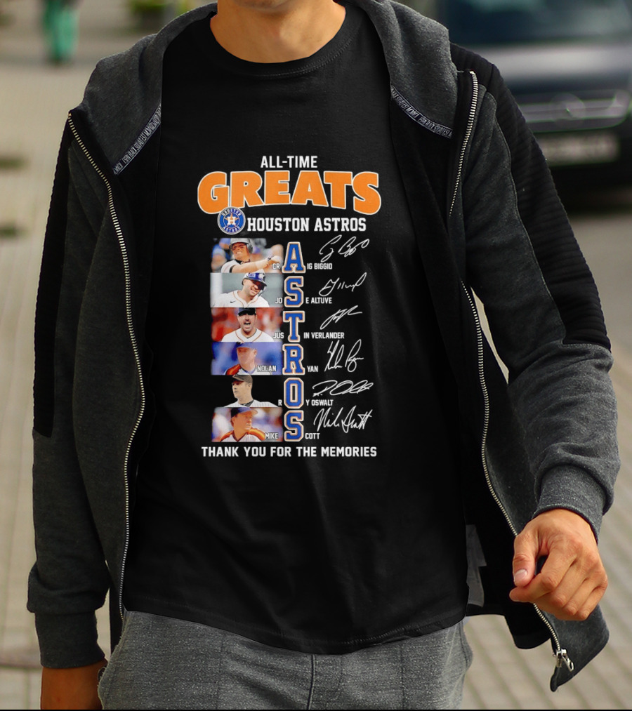 All Time Greats Houston Astros Names Signatures Thank You For The Memories T-Shirt