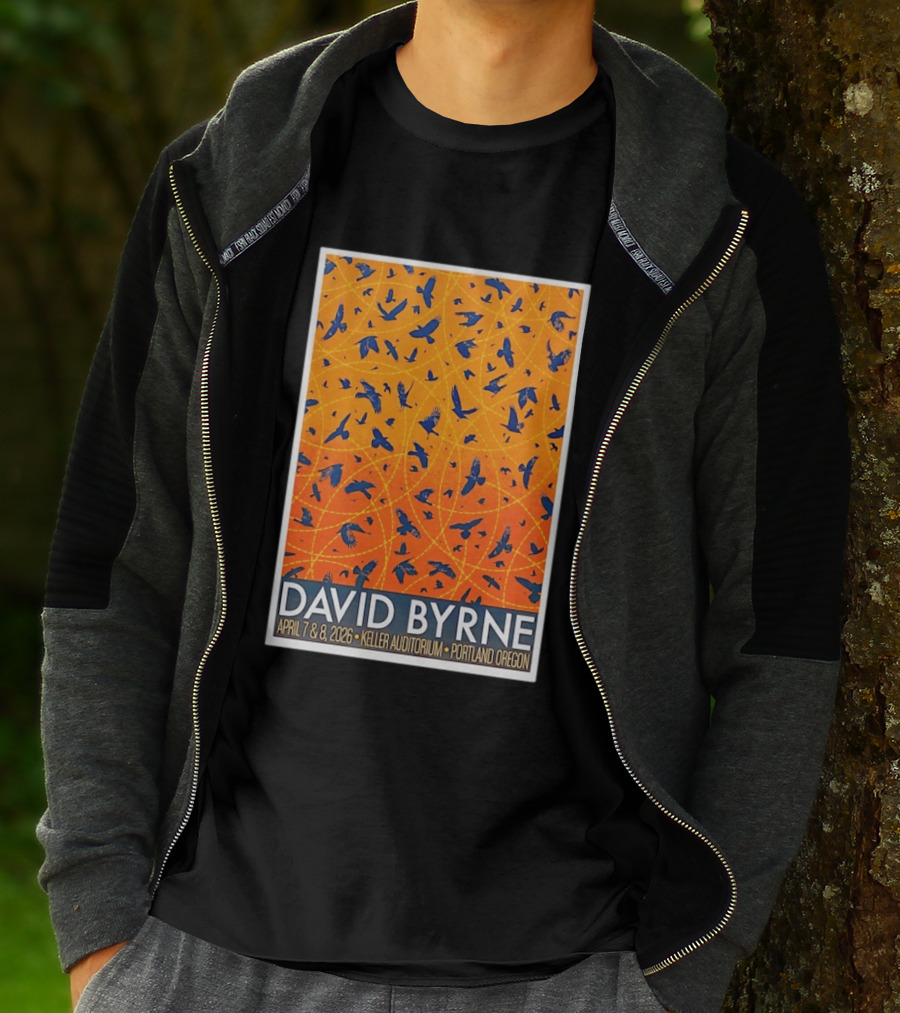 David Byrne April 7 8 2026 Keller Auditorium Portland Oregon Birds Orange Blue T-Shirt