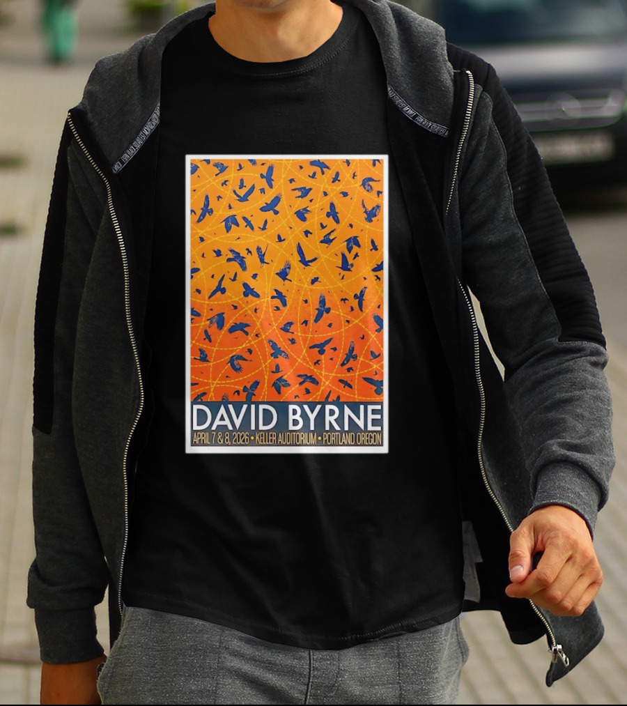 David Byrne April 7 8 2026 Keller Auditorium Portland Oregon Birds Orange Blue T-Shirt