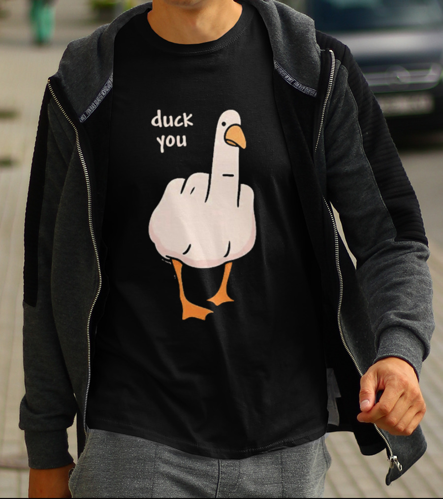 Duck You Middle Finger Duck Cartoon T-Shirt