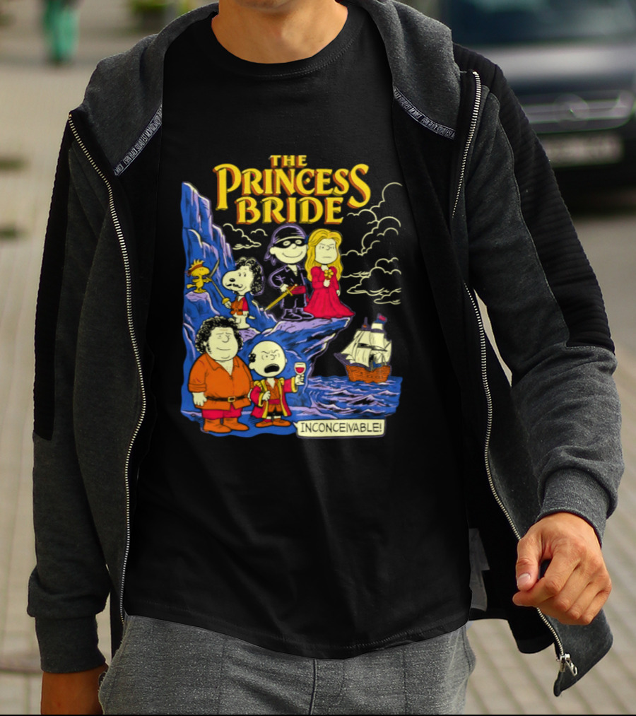 The Princess Bride Peanuts Crossover Featuring Iconic Cartoon Characters T-Shirt