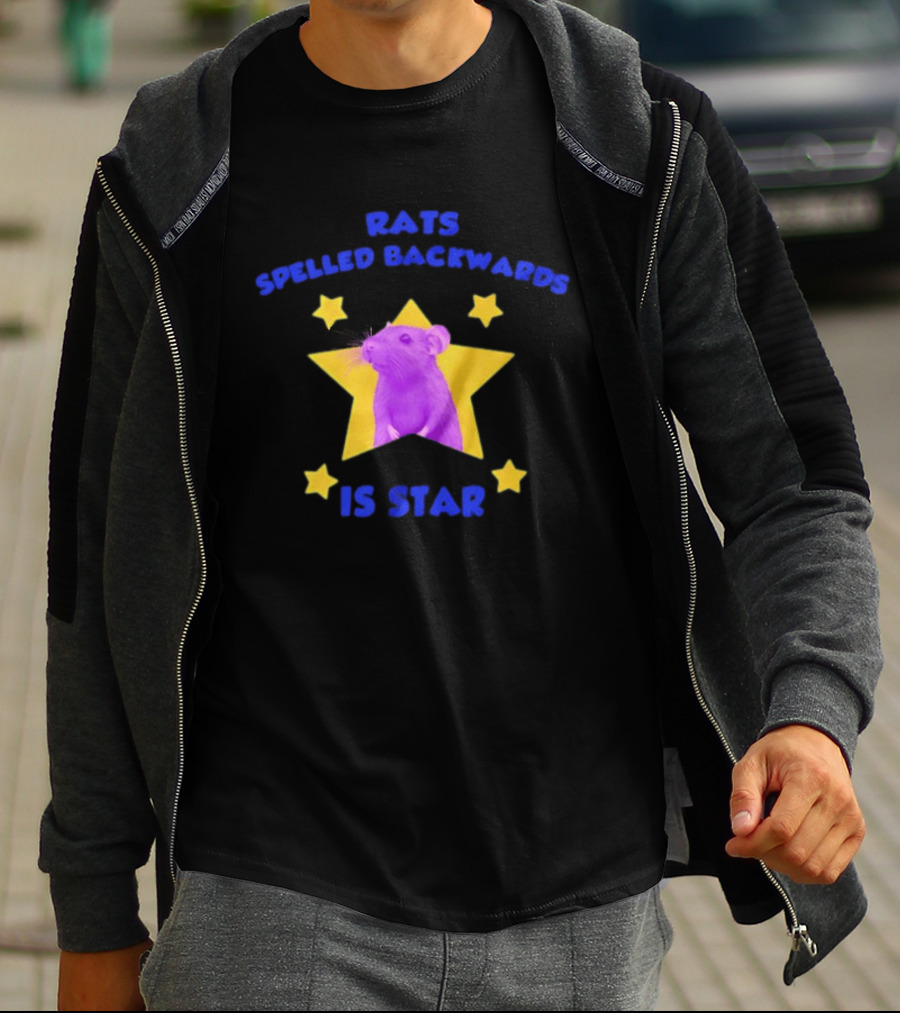 Rats Spelled Backwards Is Star Purple Mouse Yellow Stars T-Shirt