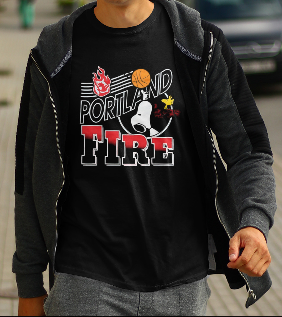 Snoopy Peanuts Portland Fire WNBA Collaboration T-Shirt