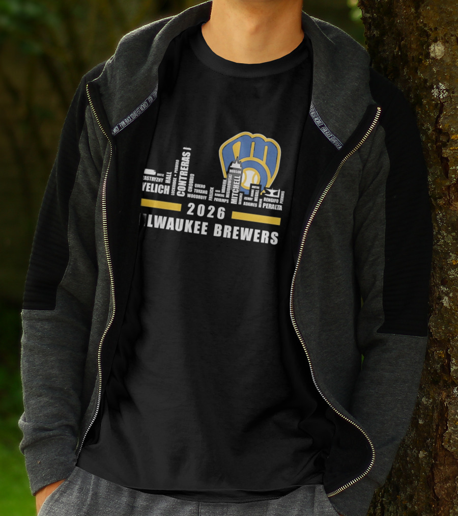 Milwaukee Brewers 2026 City Skyline Yelich Baseball Team Players T-Shirt