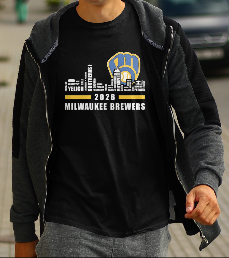 Milwaukee Brewers 2026 City Skyline Yelich Baseball Team Players T-Shirt