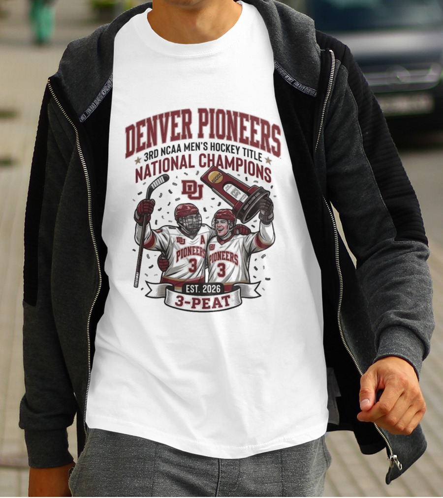 Denver Pioneers 3rd NCAA Men's Hockey Title National Champions 1985 1996 3 Peat T-Shirt