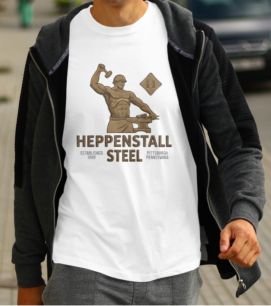 Heppenstall Steel Pittsburgh Pennsylvania Established 1889 Hammer And Anvil Statue T-Shirt