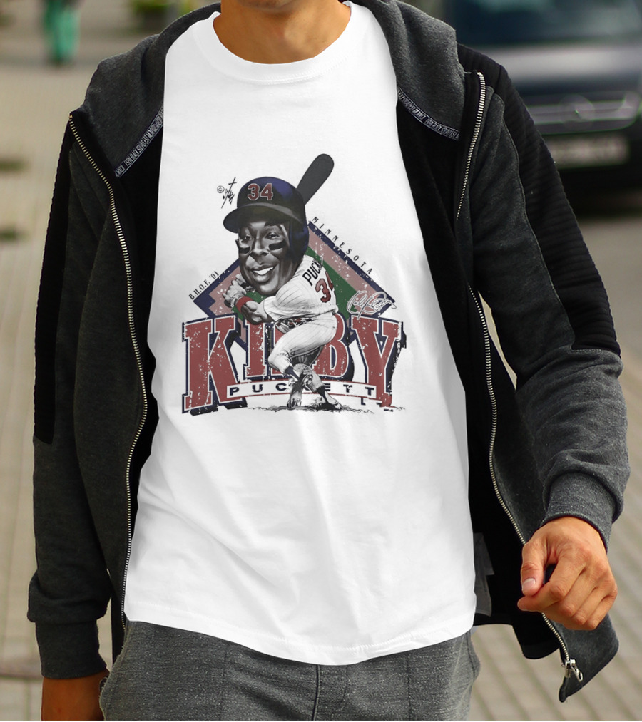 Kirby Puckett 34 Minnesota Twins Baseball Cartoon T-Shirt