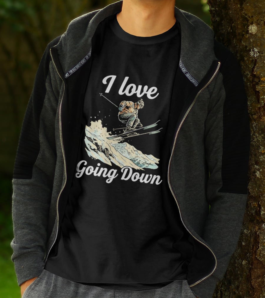 I Love Going Down Skiing Skier Jumping T-Shirt