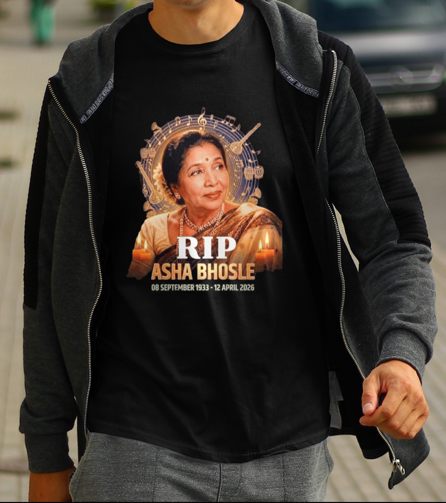 RIP Asha Bhosle Musical Tribute Candles 08 September 1933 12 April 2026 T-Shirt