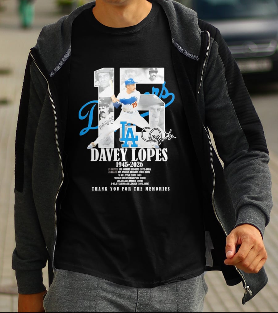 Davey Lopes Los Angeles Dodgers 15 1945 2026 Thank You White Blue T-Shirt