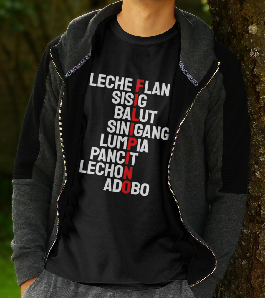 Leche Flan Sisig Balut Sinigang Lumpia Pancit Lechon Adobo Filipino Cuisine T-Shirt