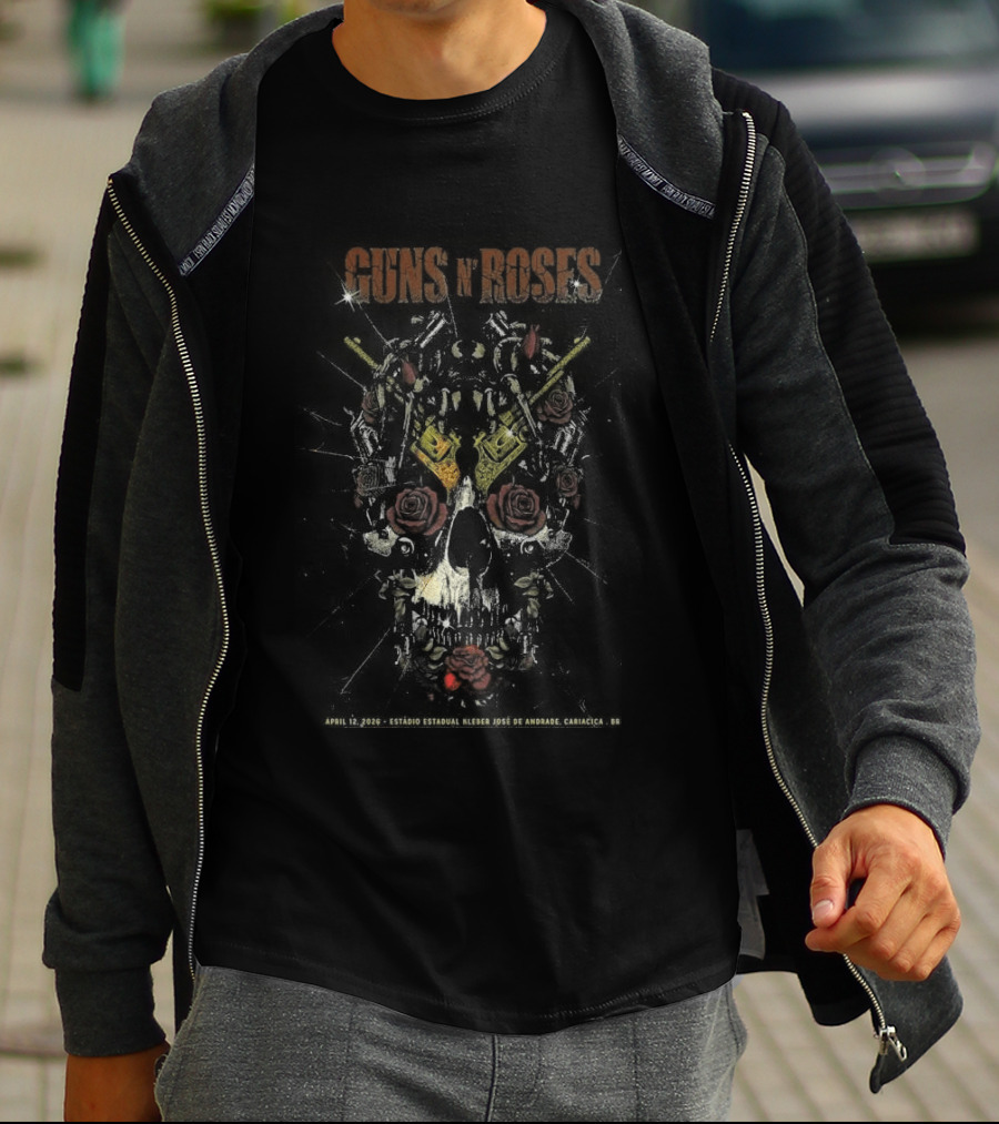 LIMITED Apr 12 2026 Guns N' Roses Cariacica BR Roses Skull Art Print T-Shirt