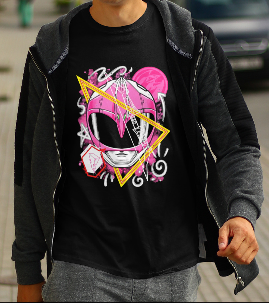 Mighty Morphin Power Rangers Pink Ranger Helmet Iconography T-Shirt