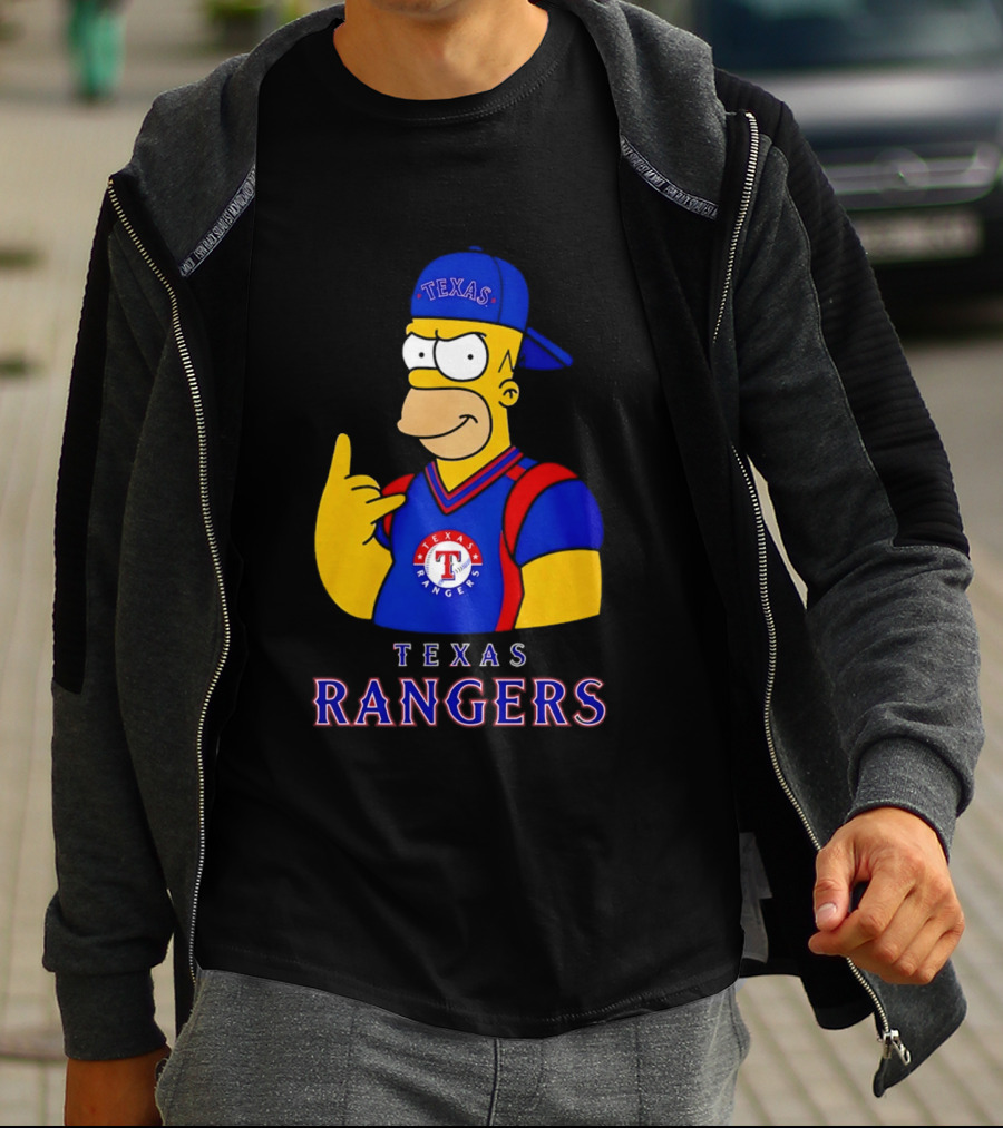 The Simpsons Texas Rangers Rock Hand Homer T-Shirt