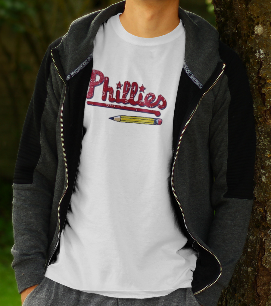 Philadelphia Phillies Teacher Appreciation Pencil And Numbers T-Shirt