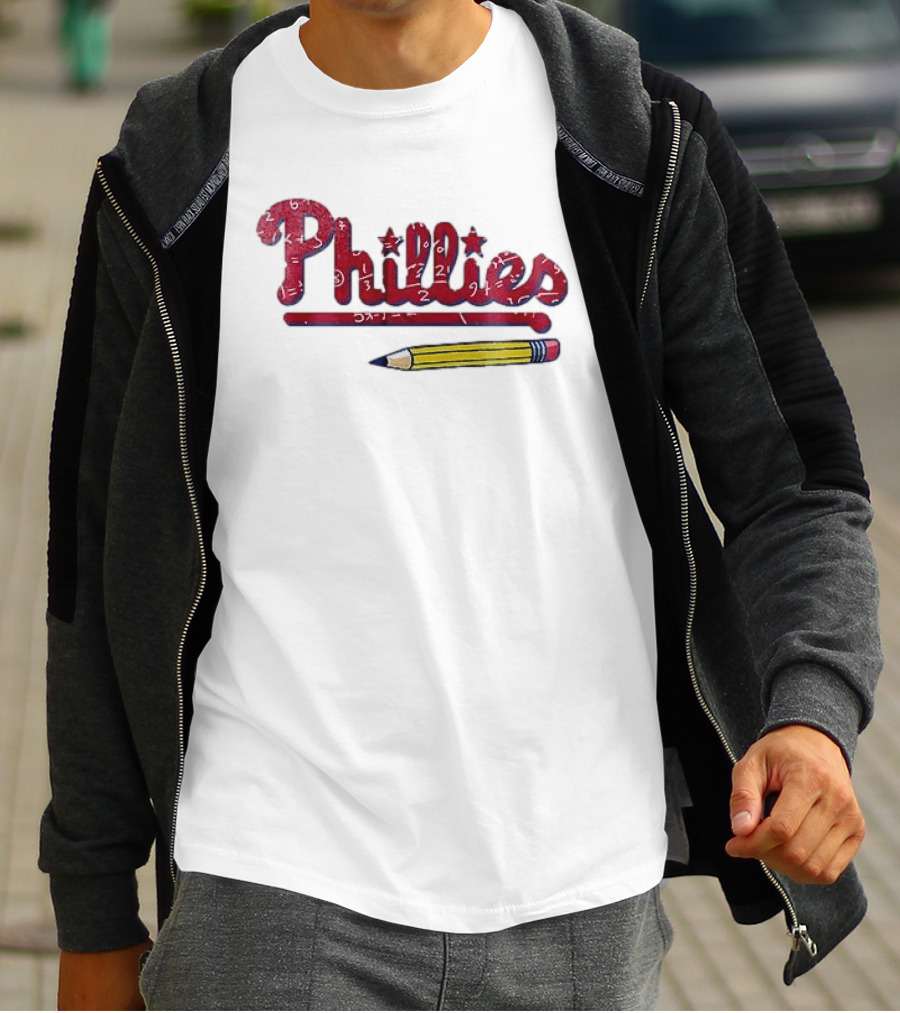 Philadelphia Phillies Teacher Appreciation Pencil And Numbers T-Shirt