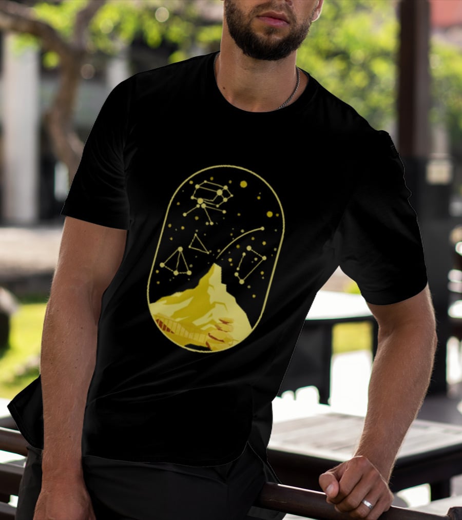 Cairn Minimalist Mountain Constellation Starry Sky T-Shirt