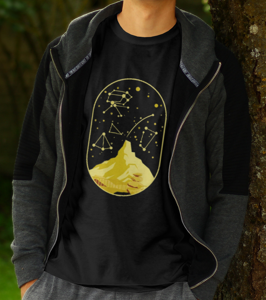 Cairn Minimalist Mountain Constellation Starry Sky T-Shirt