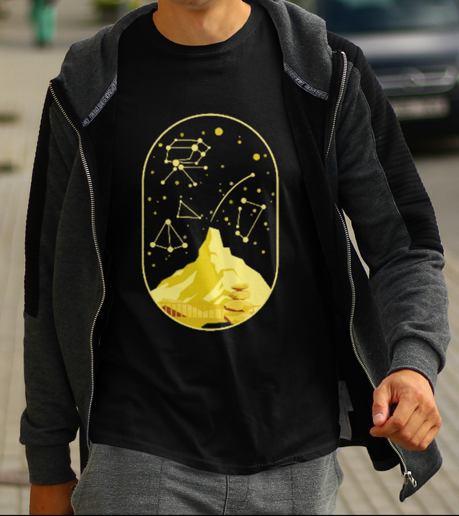 Cairn Minimalist Mountain Constellation Starry Sky T-Shirt