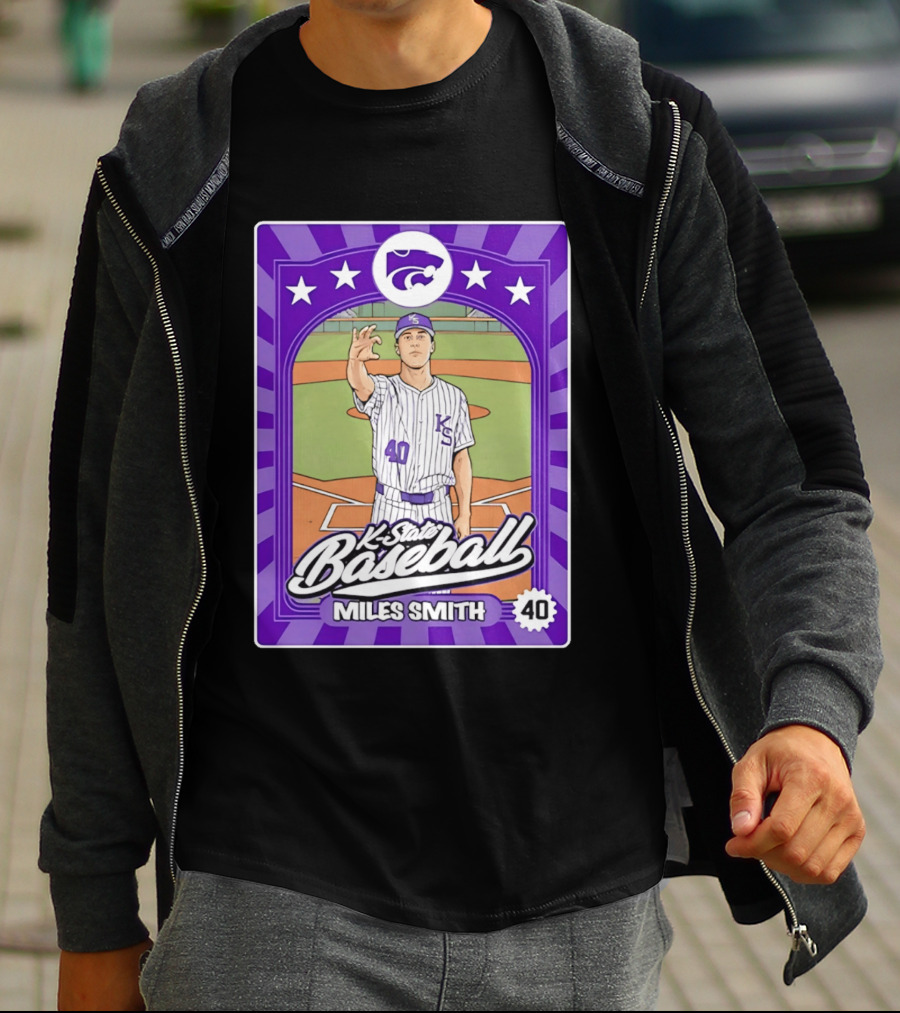 Miles Smith 40 K State Baseball Wildcats Kansas State T-Shirt