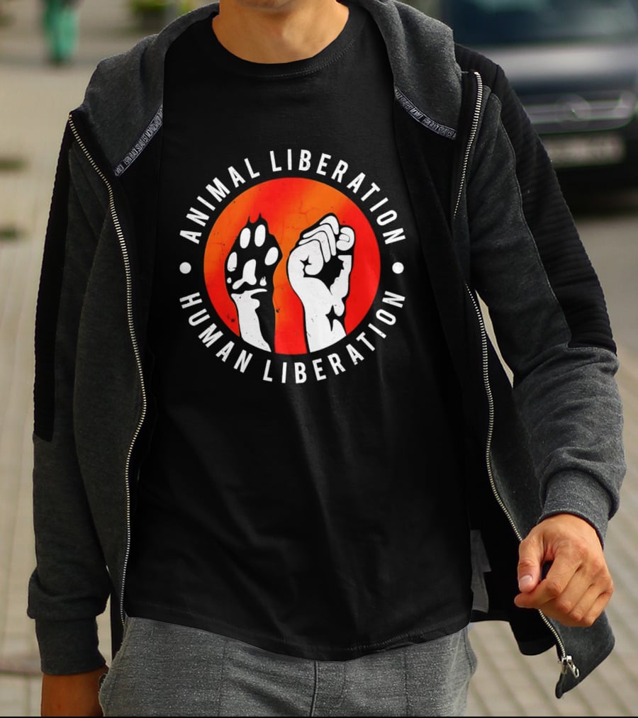 Animal Liberation Human Liberation Paw And Hand Raise T-Shirt