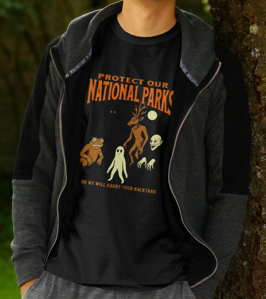 Protect Our National Parks Or We Will Haunt Your Backyard Deer Frog Ghost Skulls T-Shirt