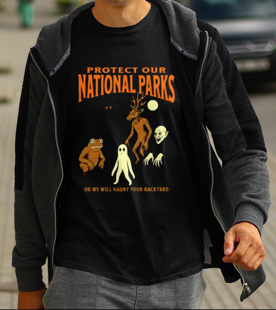 Protect Our National Parks Or We Will Haunt Your Backyard Deer Frog Ghost Skulls T-Shirt