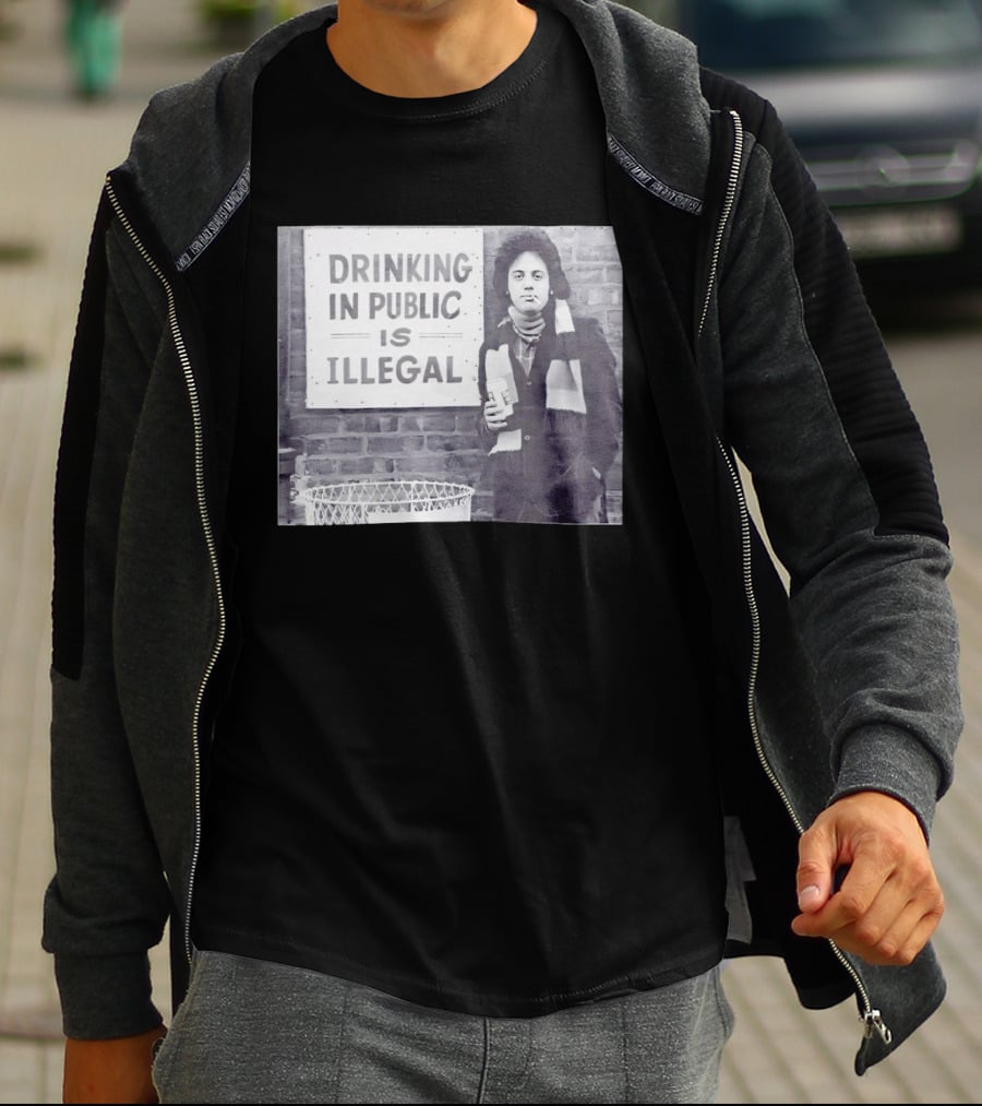 Rare Billy Joel Drinking In Public Is Illegal Vintage Photo T-Shirt