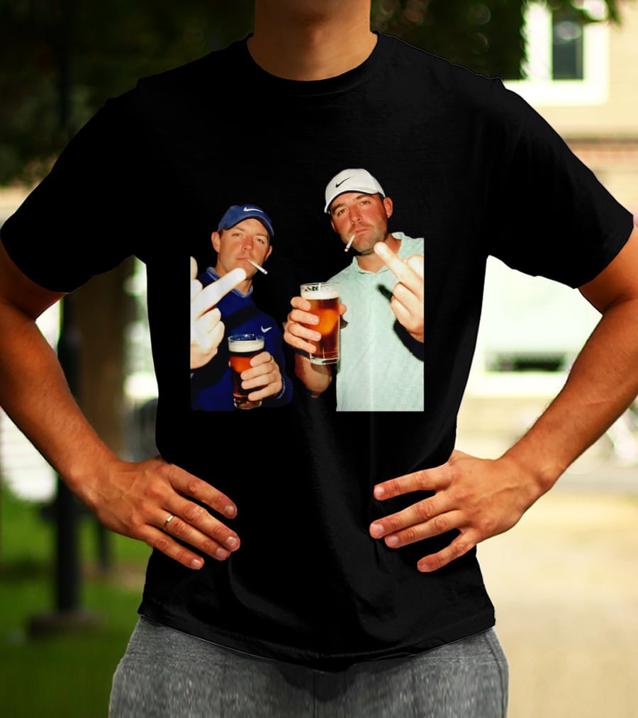 Rory McIlroy Scottie Scheffler Golf Middle Finger Beer Cigarettes T-Shirt