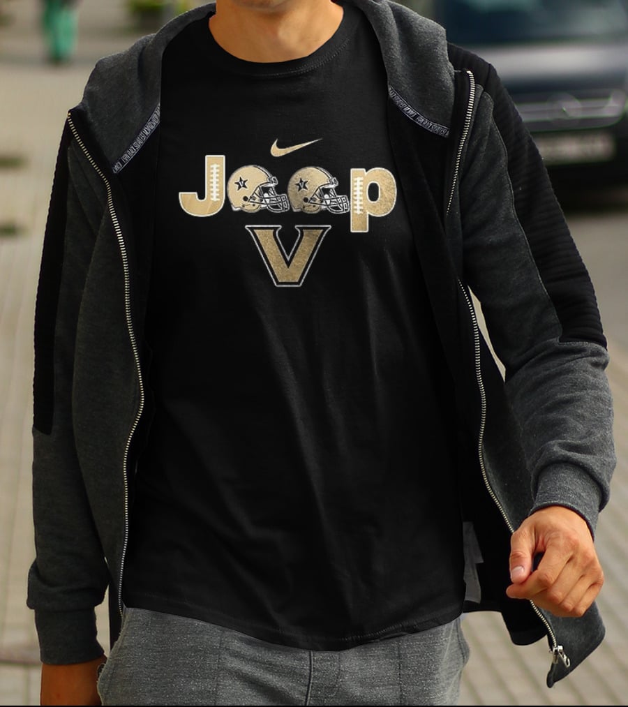 Vanderbilt Commodores Jeep Fans Nike Football Helmets With V T-Shirt