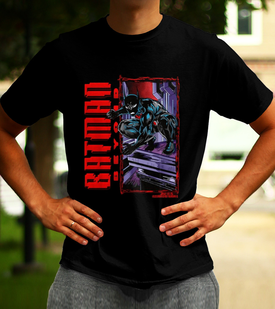 Batman Beyond Combat Readiness Stance Dynamic Gotham City Scene T-Shirt