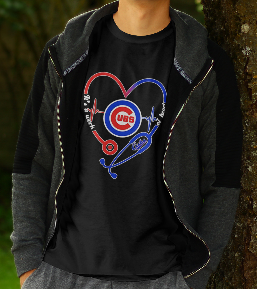 Chicago Cubs Heartbeat Stethoscope Work Of Heart T-Shirt