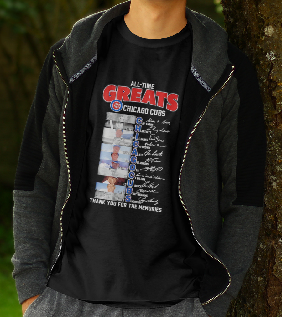 Chicago Cubs All Time Greats Legends And Signatures Thank You For The Memories T-Shirt