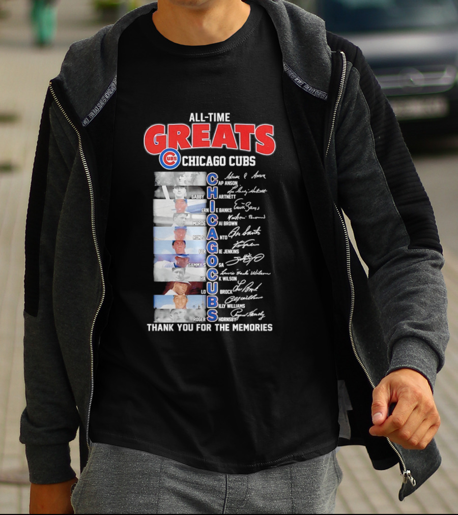 Chicago Cubs All Time Greats Legends And Signatures Thank You For The Memories T-Shirt