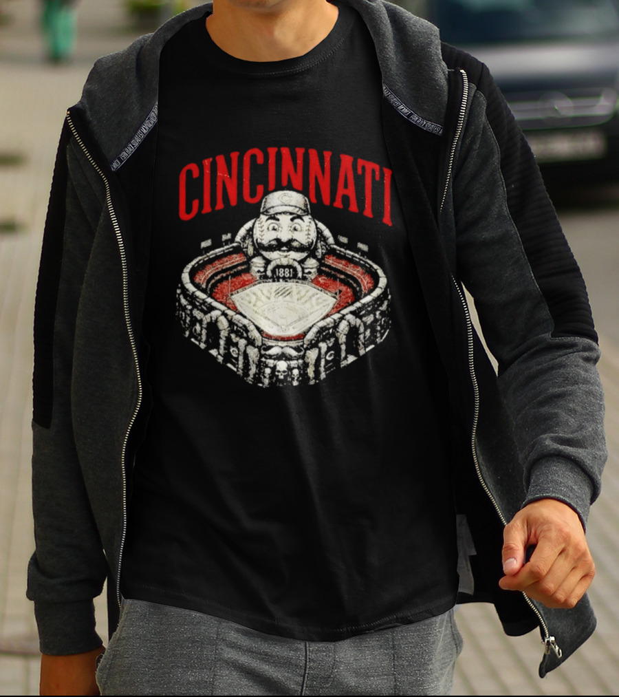 Cincinnati Reds Stadium 1881 Mascot Mashup T-Shirt