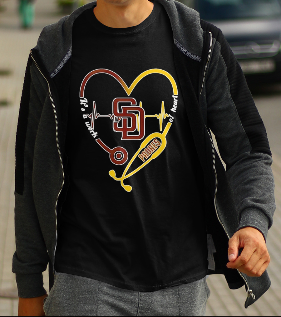 San Diego Padres Heart Soul Stethoscope Work Of Heartbeat T-Shirt