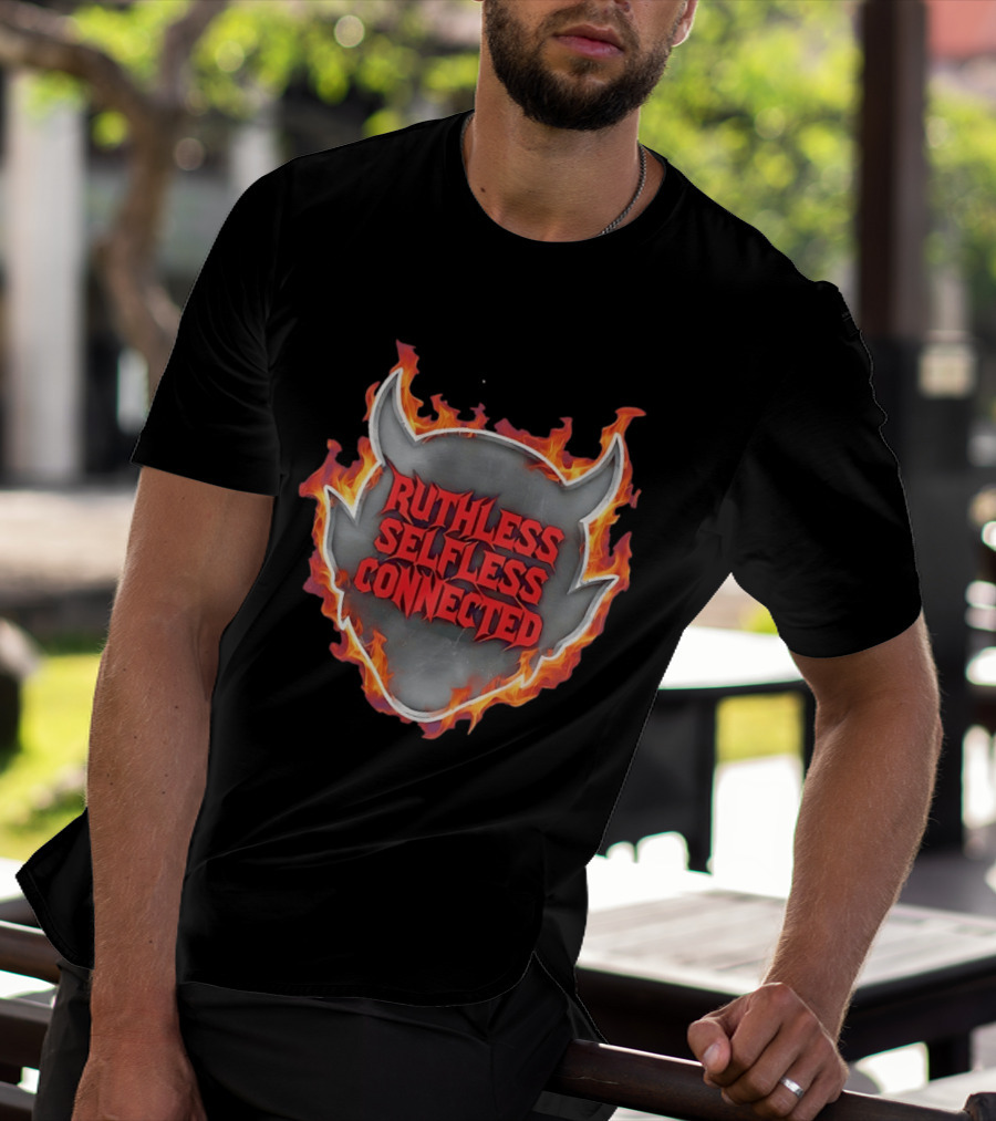 Ruthless Selfless Connected Demon Head Flames T-Shirt