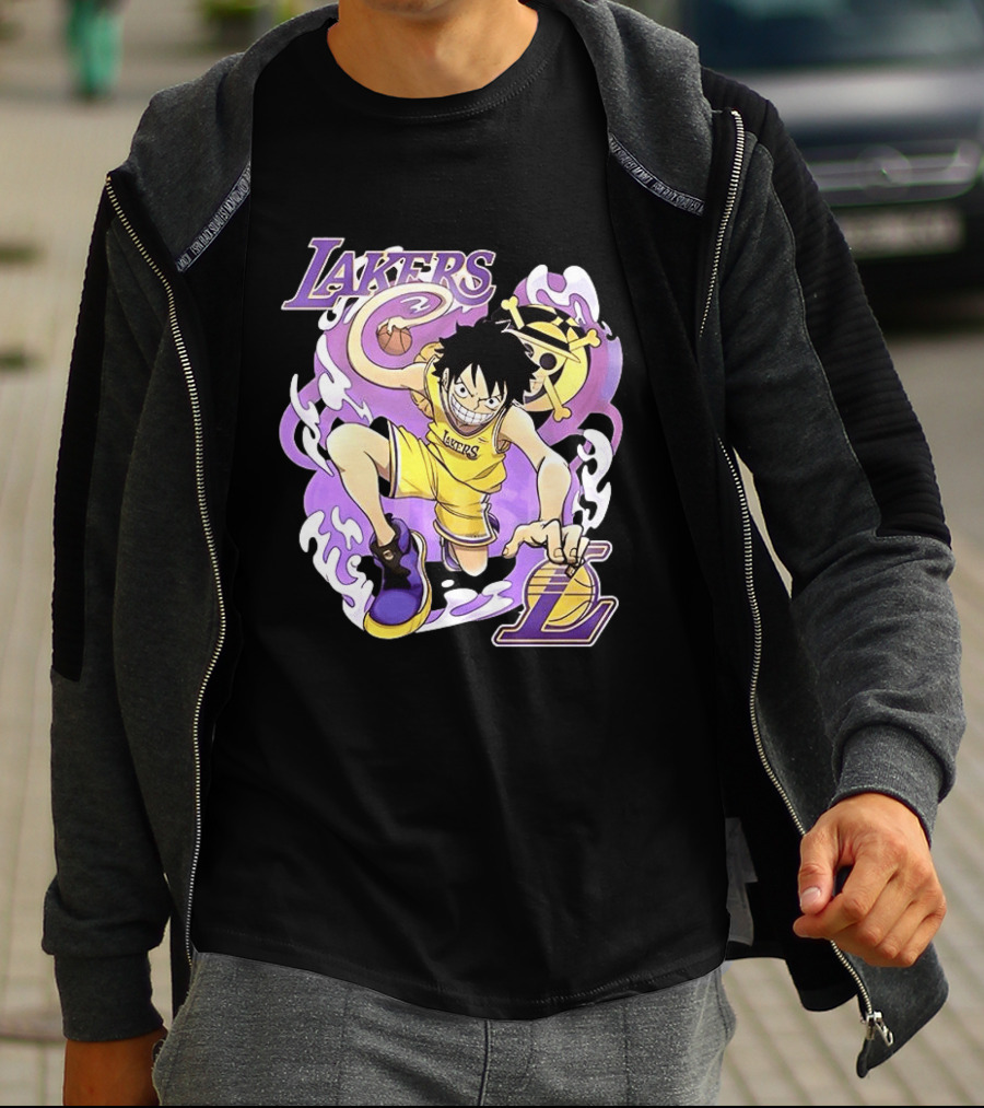 Luffy Lakers One Piece Basketball Anime T-Shirt