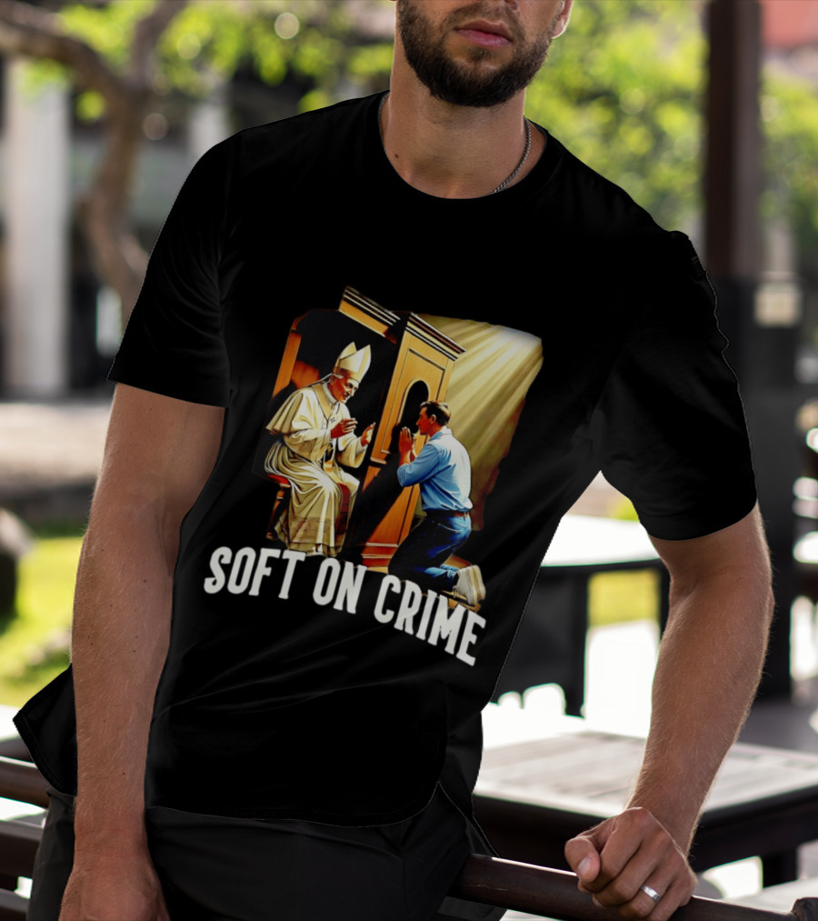 Soft On Crime Confessional Reflection With Penitent And Clergyman T-Shirt