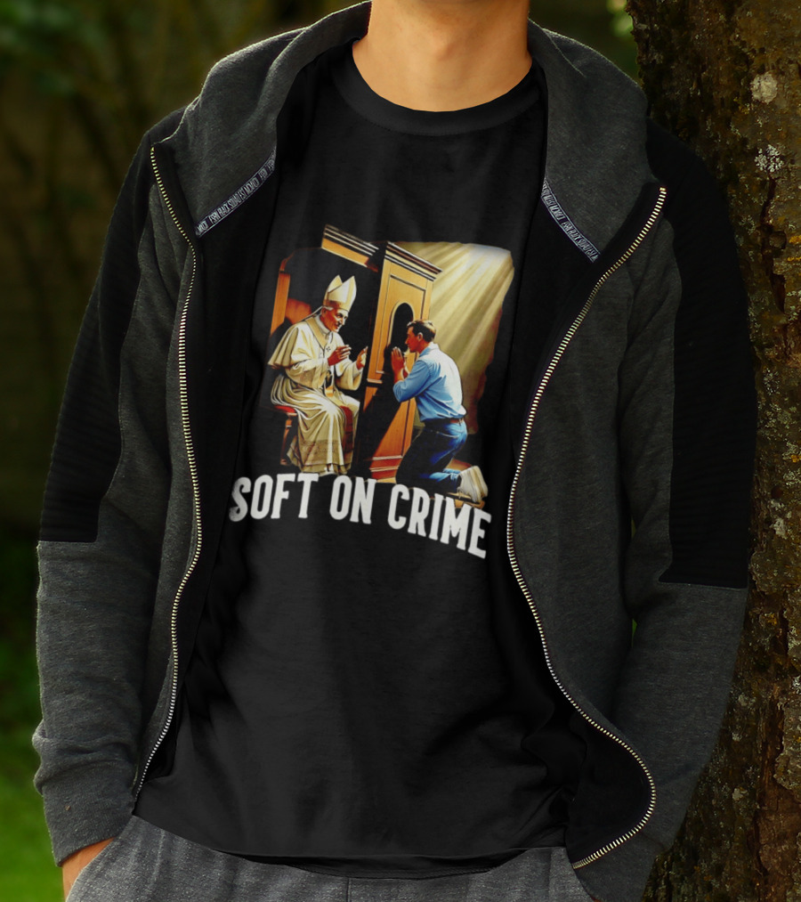 Soft On Crime Confessional Reflection With Penitent And Clergyman T-Shirt
