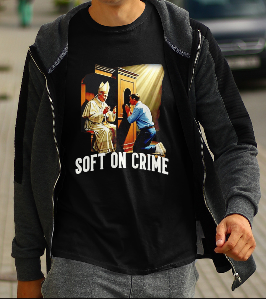 Soft On Crime Confessional Reflection With Penitent And Clergyman T-Shirt
