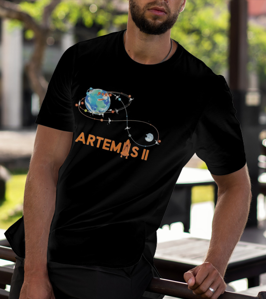 Artemis II Mission Schedule Earth To Moon Trajectory T-Shirt