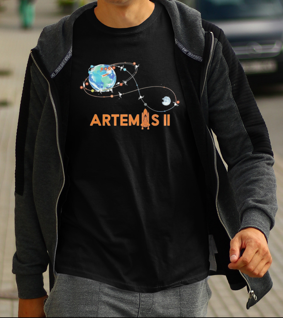 Artemis II Mission Schedule Earth To Moon Trajectory T-Shirt