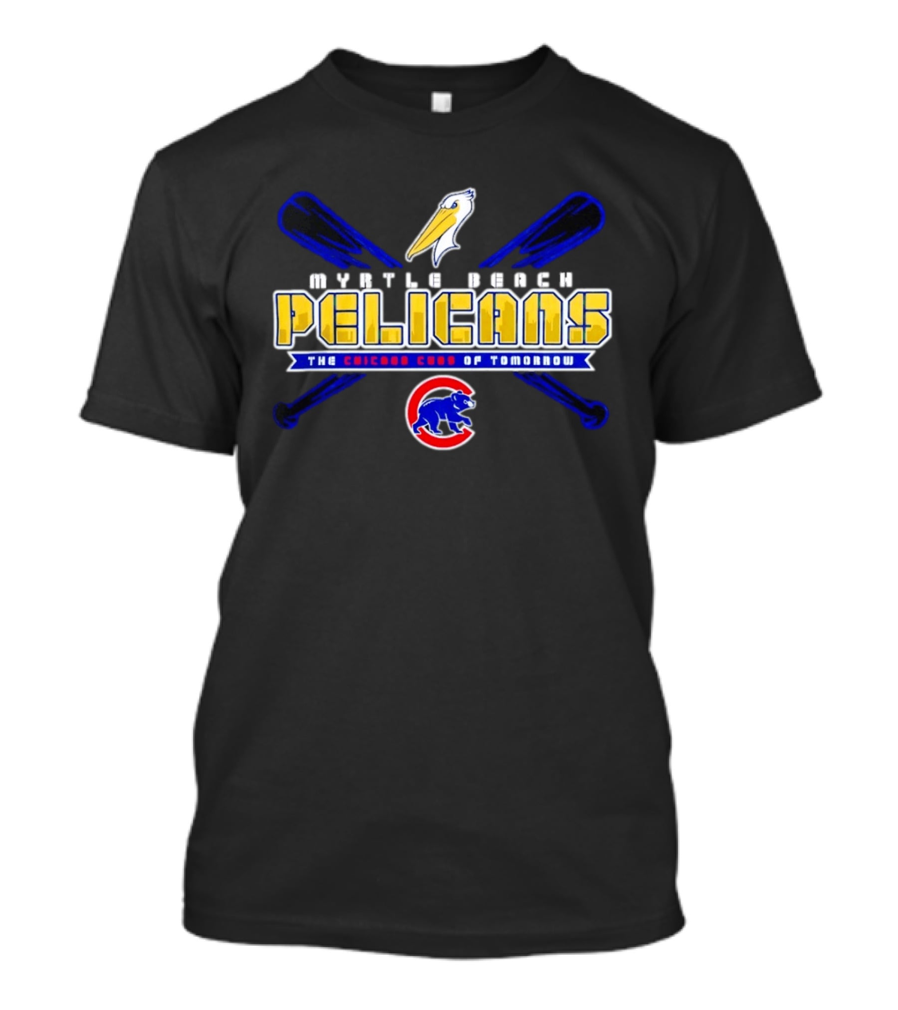 Myrtle Beach Pelicans Chicago Cubs Of Tomorrow Carolina Blue Bimm Ridder Affiliate T-Shirt