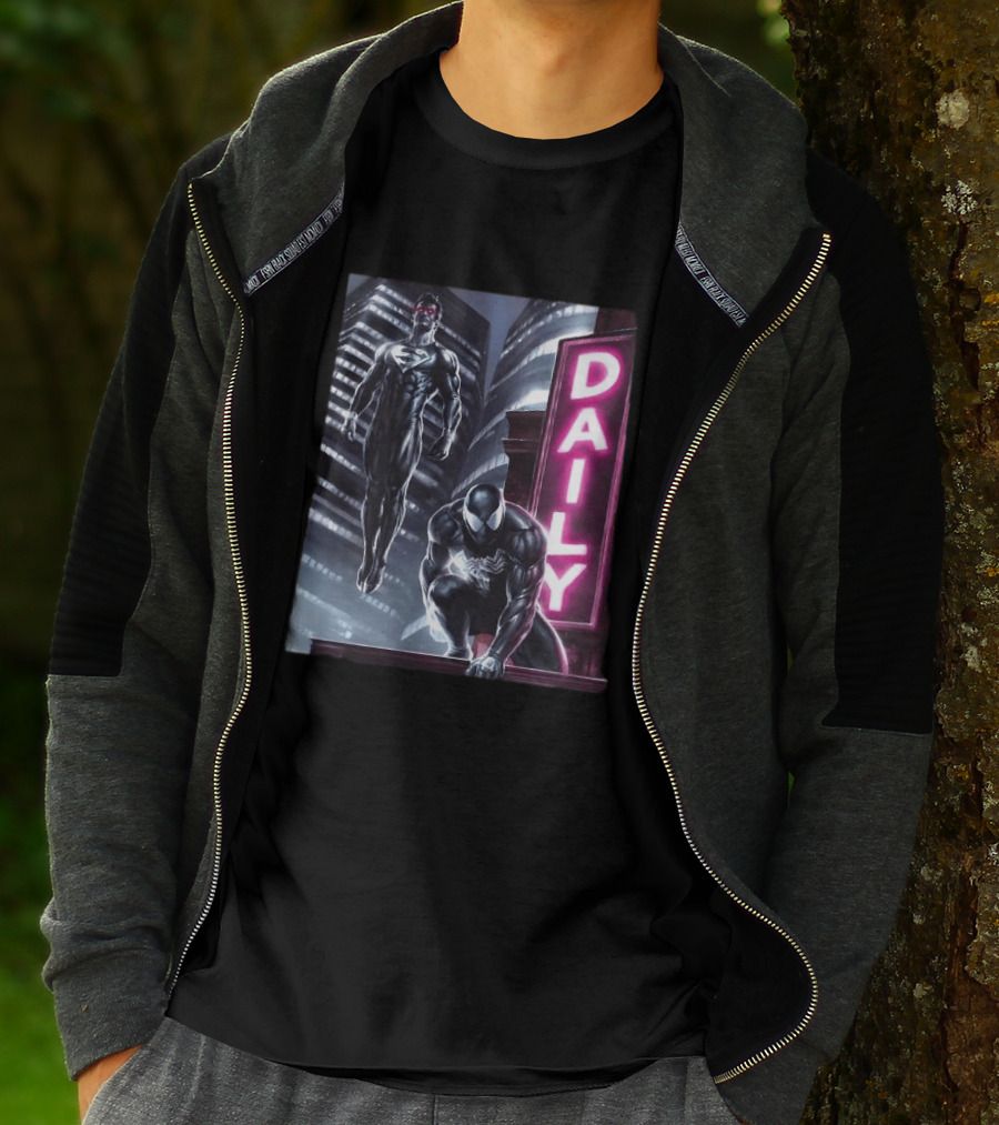 Superman Spider Man Back In Black Daily Planet Superhero T-Shirt