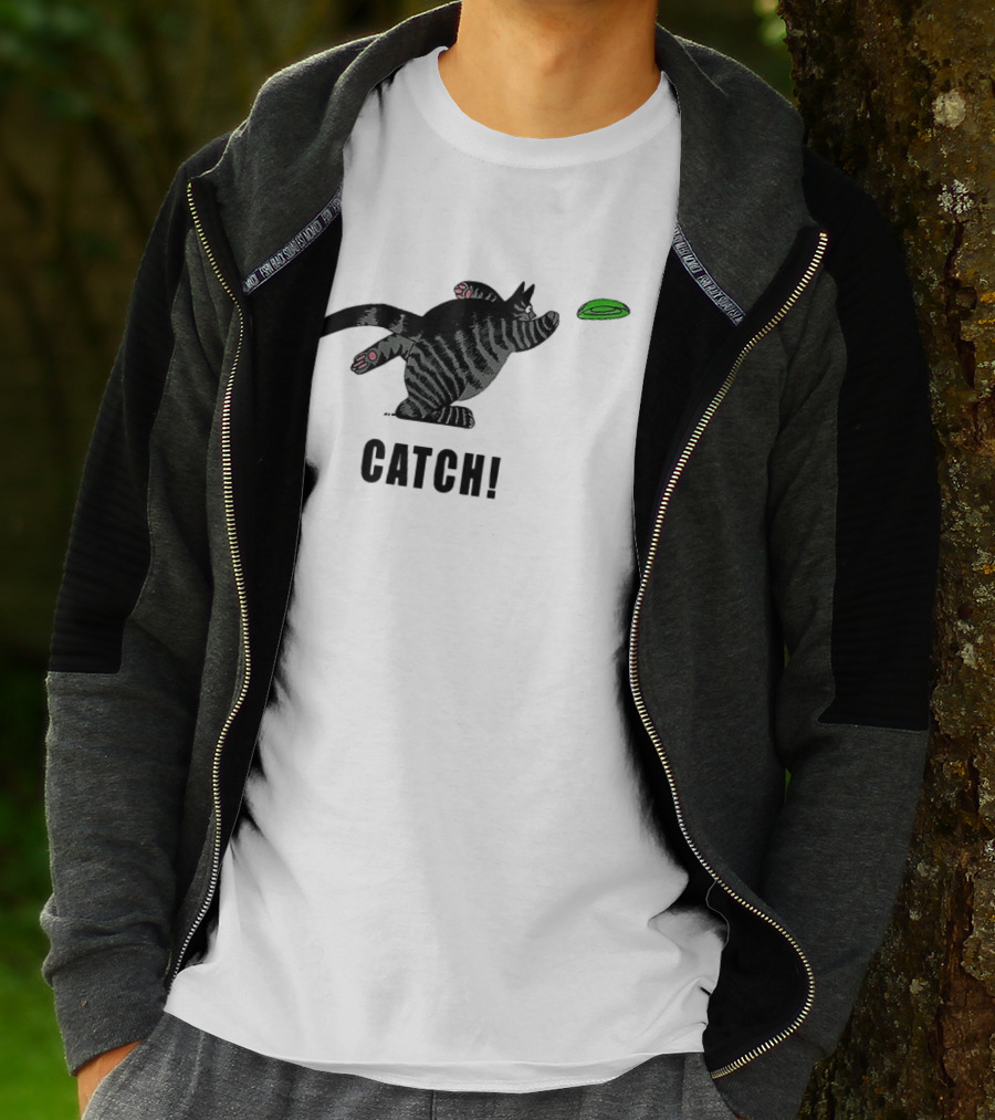 B Kliban Cat Catch Frisbee Playful Humor T-Shirt