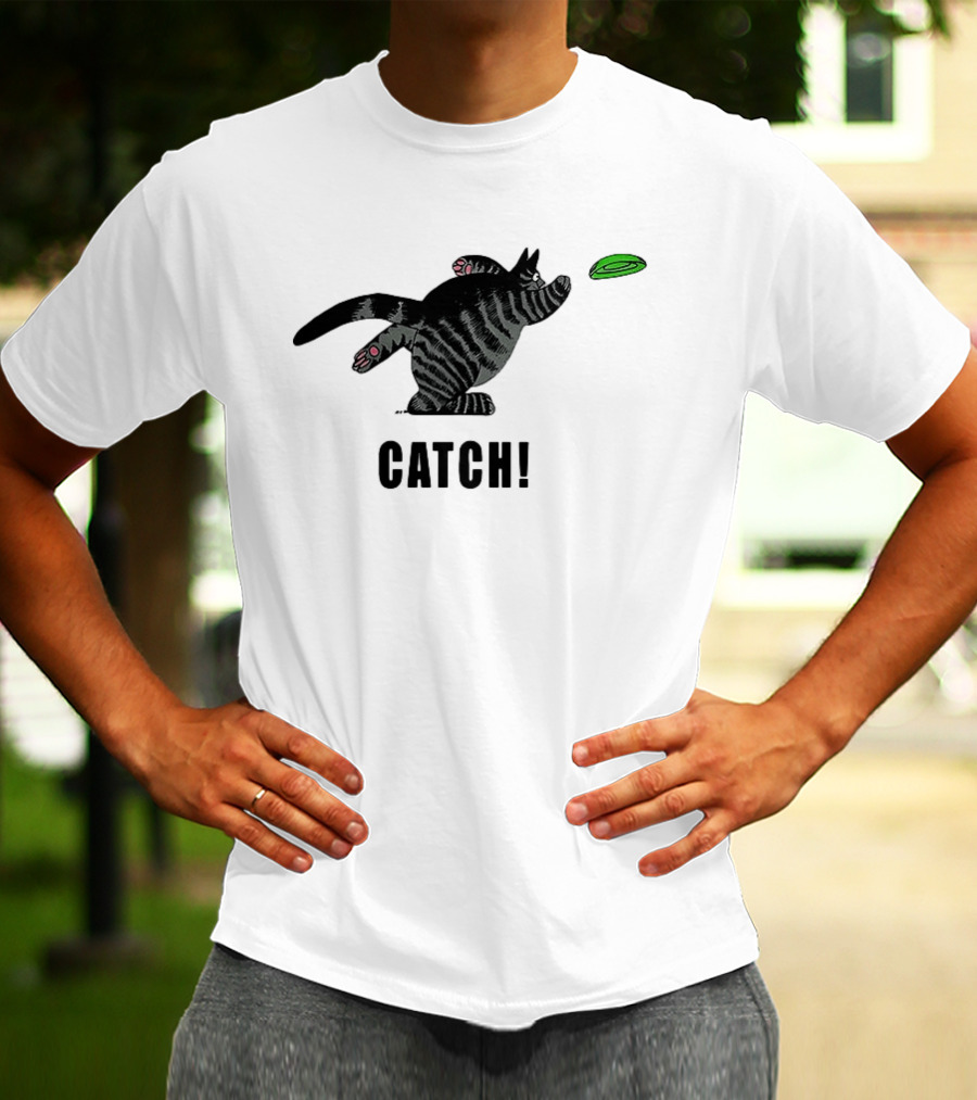 B Kliban Cat Catch Frisbee Playful Humor T-Shirt