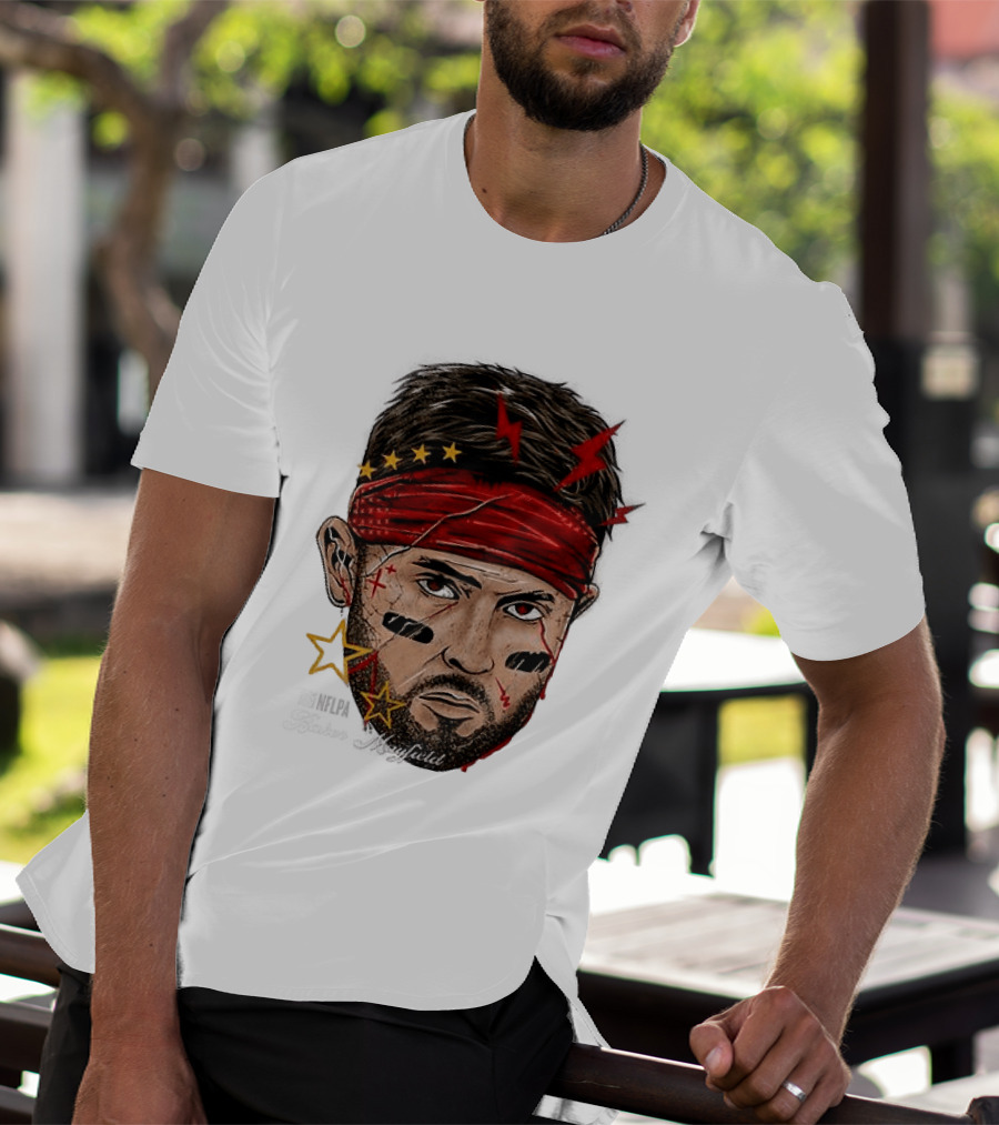 Baker Mayfield Red Bandana Star Lightning Face Paint T-Shirt
