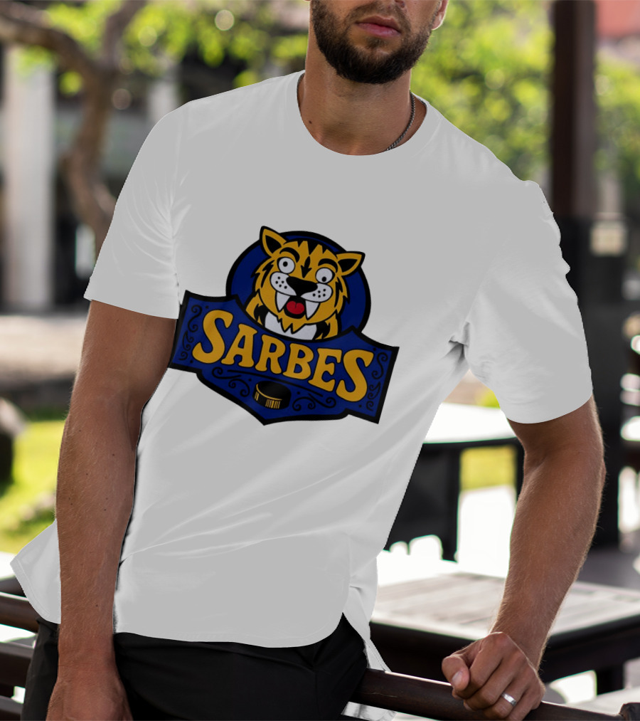 Buffalo Sarbes Hockey Tiger Mascot With Puck T-Shirt